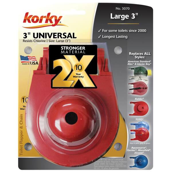 thumbnail image 2 of Korky 3060BP Universal 3-Inch Toilet Flapper - 2 Pack, Red (Fits Most Toilets) 2 of 14
