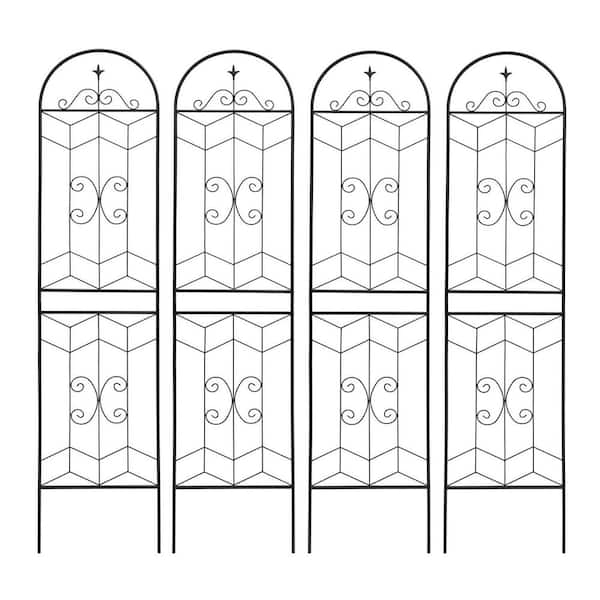 Unbranded 86.7 in. Metal Garden Trellis, Garden Fence Rustproof Trellis for Climbing Plants Support Flower Outdoor Lawn-(4 pack)