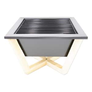 Nido Portable Charcoal Grill with Wood Stand in Black