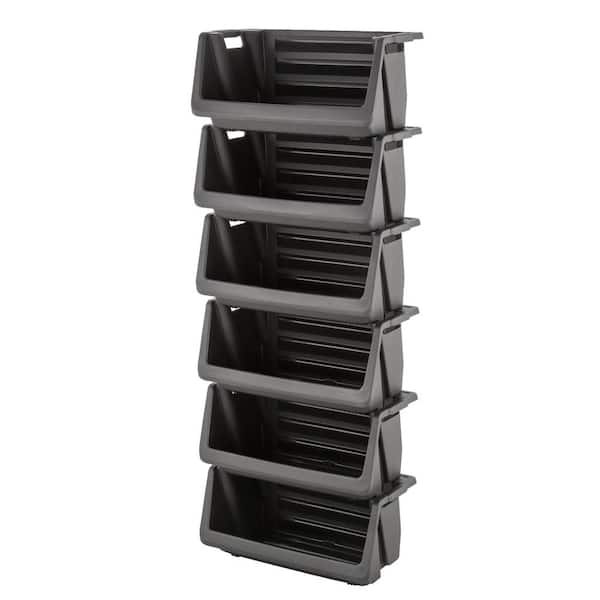 Husky Stackable Storage Bin In Black 232387, Storage Organizers Home Depot