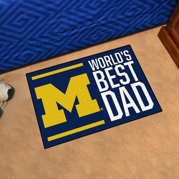 Michigan World's Best Dad Navy 1.5 ft. x 2.5 ft. Starter Area Rug