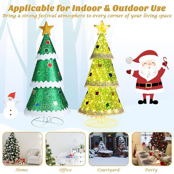 Costway 4.6 ft. Pre-Lit Pop-up Artificial Christmas Tree