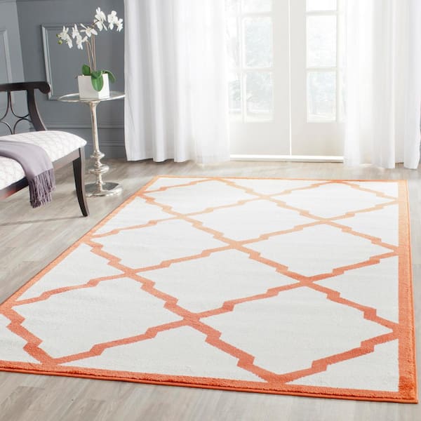 Amherst Beige/Orange 6 ft. x 9 ft. Distressed Diamond Area Rug