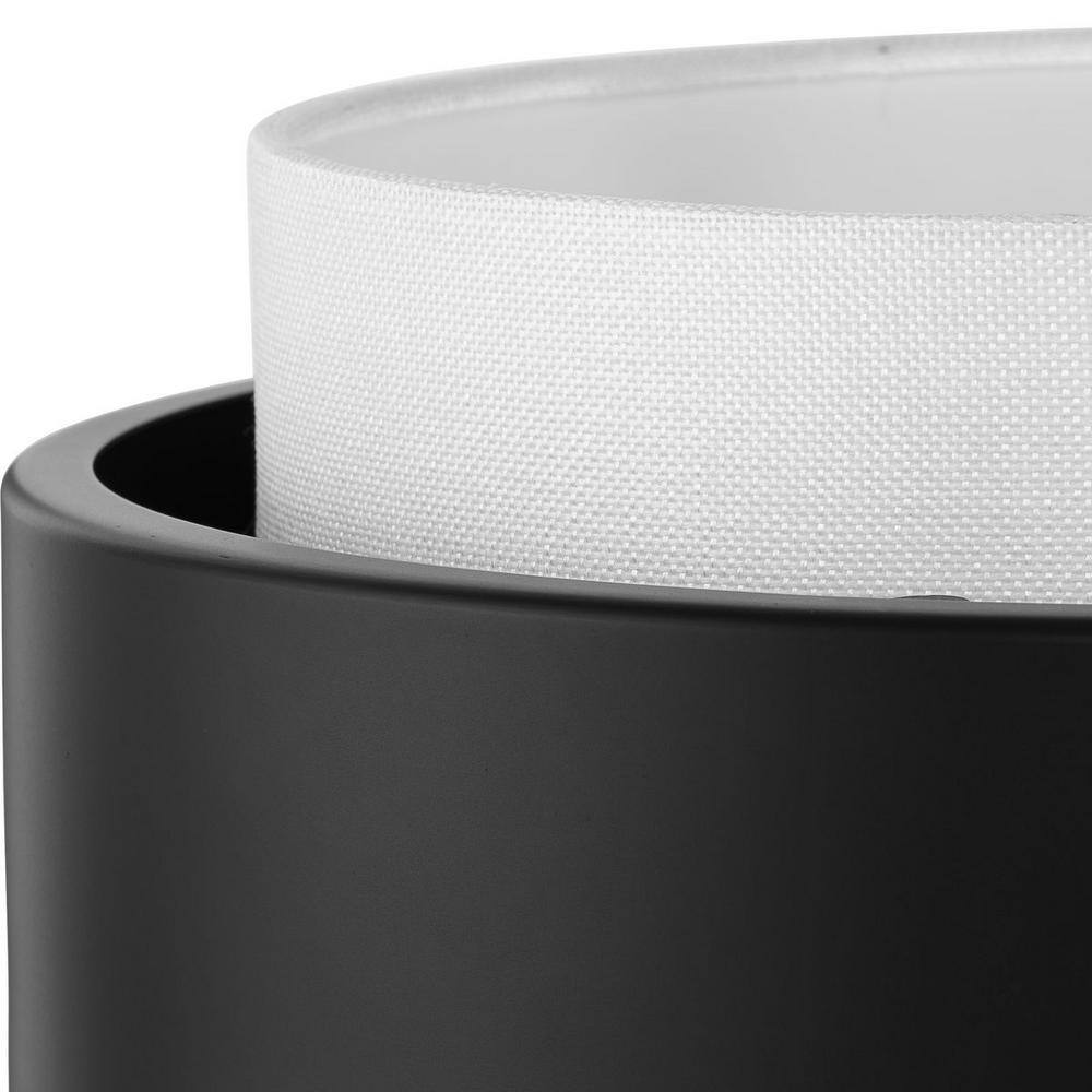 Silva Matte Black and White Linen Drum Pendant Light
