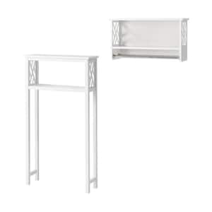Coventry 27 in. W Over Toilet Open Storage Shelf, 25 in. W Bath Shelf with 2-Towel Rods Space Saver in White
