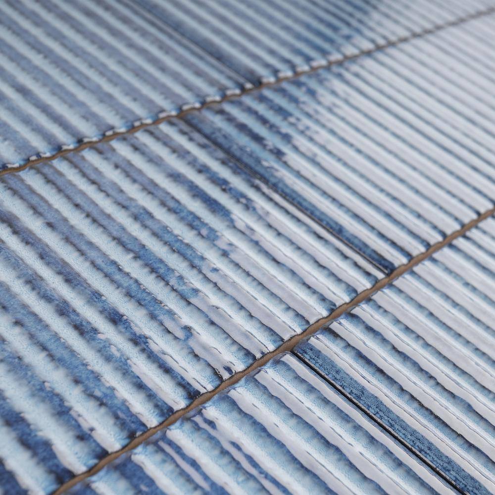 Blue Glossy Ceramic Subway Wall Tile 3" x 12"