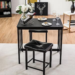 3-Piece Modern Dining Set with Upholstered Stools