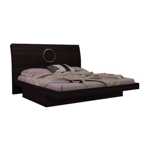 HomeRoots Charlie Brown Wenge Wood Frame California King Platform Bed with Drawers and storage