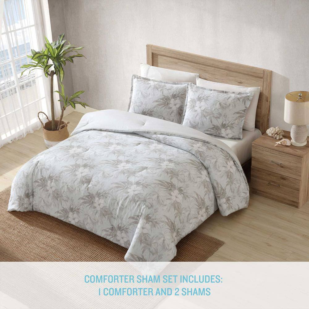 Beachway Blooms King Gray Cotton Duvet Cover Set