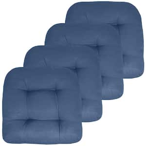 19 in. x 19 in. x 5 in. Solid Tufted Indoor/Outdoor Chair Cushion U-Shaped in Blue (4-Pack)
