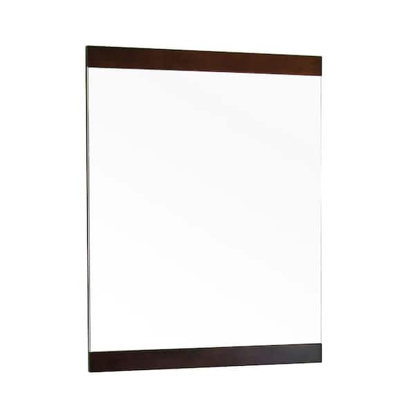 Bellaterra Home Saylor 23.6 in. W x 32 in. H Framed Rectangular Bathroom Vanity Mirror in Walnut