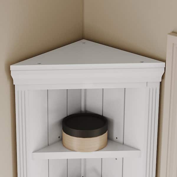 Harper & Bright Designs 83.4 in. Tall White Wood 5-Shelf