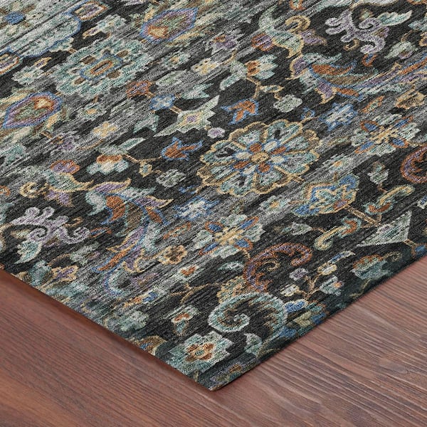 Chantille Machine Washable Indoor/Outdoor Abstract ACN2485 Black 5 ft. x 7 ft. 6 in. Area Rug