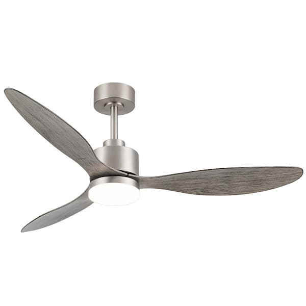 Breezary Sawyer 52 in. Integrated LED Indoor Satin Nickel Ceiling Fans with Light and Remote Control