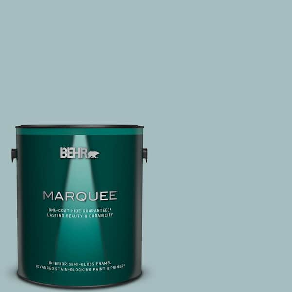 BEHR MARQUEE 1 gal. #PPU13-13 Oslo Blue One-Coat Hide Semi-Gloss Enamel Interior Paint & Primer