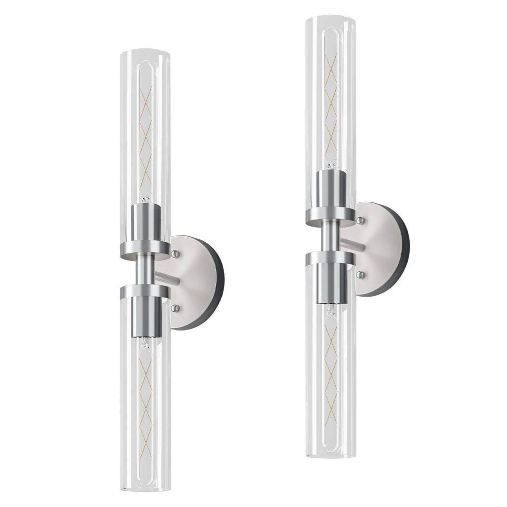 2-Light Chrome Modern Wall Sconce Up and Down Wall Mount Light with Clear Glass Shade (2-Pack) price history on PriceWatchPro