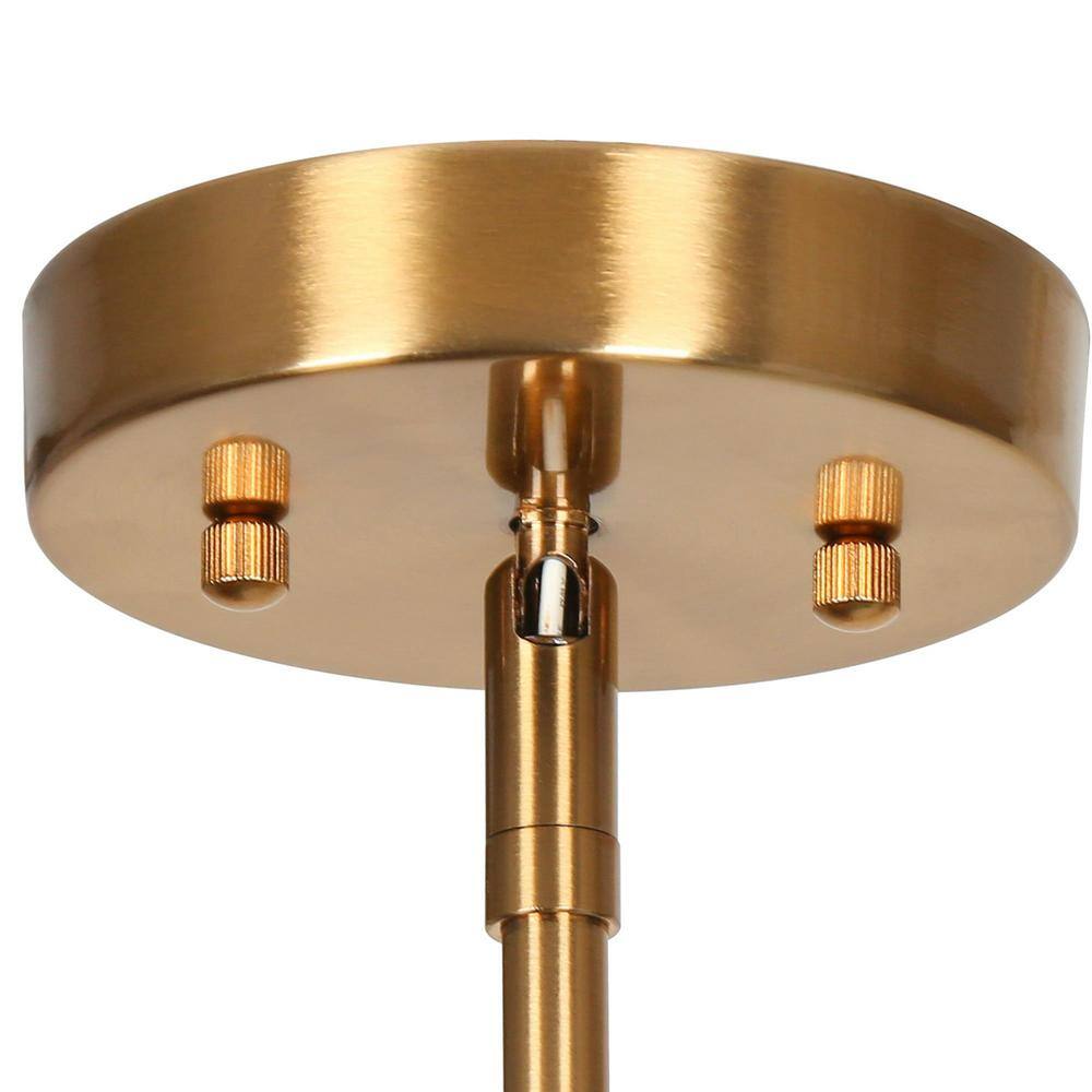 LNC Venus Modern Plated Brass Drum Pendant Light with Clear Seedy Glass ...