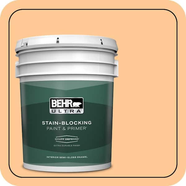 BEHR ULTRA 5 gal. #280B-4 Apricot Light Extra Durable Semi-Gloss Enamel Interior Paint & Primer
