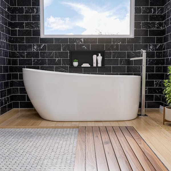 68 in. Acrylic Flatbottom Bathtub in White