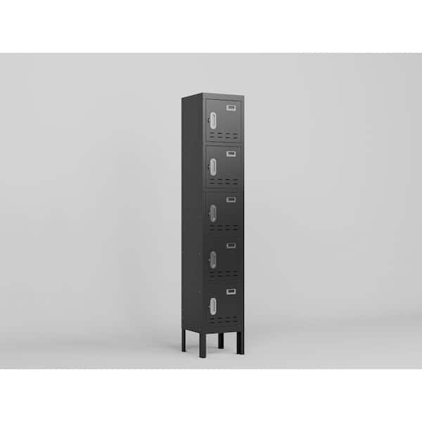 5-Door Tall Single Shelf Metal Storage Cabinet, Vintage Style Storage Cabinet, Industrial Furniture