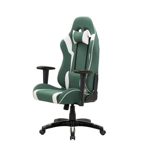 green white gaming chair