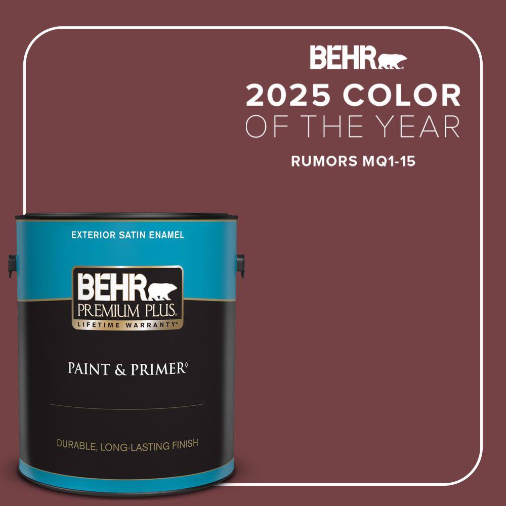 BEHR PREMIUM PLUS 1 gal. #MQ1-15 Rumors Satin Enamel Exterior Paint ...