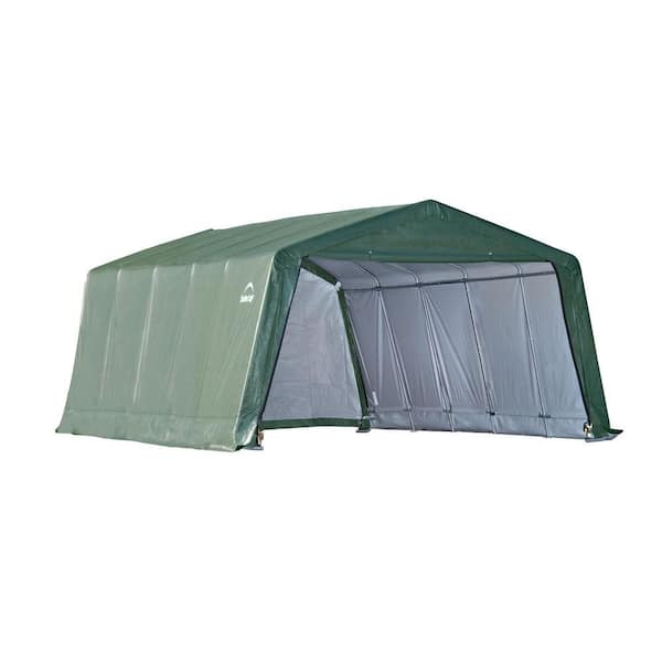 ShelterLogic 12 ft. W x 20 ft. D x 8 ft. H Green Cover Peak Style Hay Storage Shelter