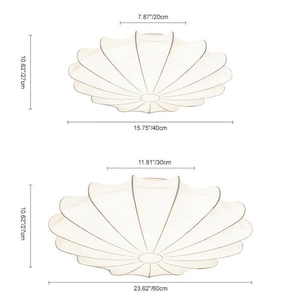 Kateo 24 in. 3-Light White Semi-Flush Mount Ceiling Light With Silk Shade