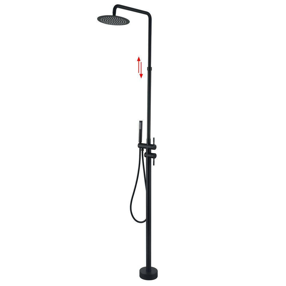 Double Handle 1-Spray Outdoor Shower Faucet 1.8 GPM with Ceramic Disc Valves Freestanding Shower System in Matte Black price history on PriceWatchPro