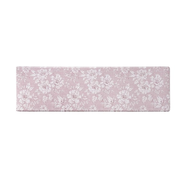 Pink Iris Floral 17.5 in. x 60 in. Anti-Fatigue Wellness Mat