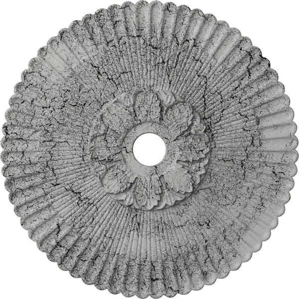 Ekena Millwork 1-7/8 in. x 36-1/4 in. x 36-1/4 in. Polyurethane Melonie Ceiling Moulding, Ultra Pure White Crackle