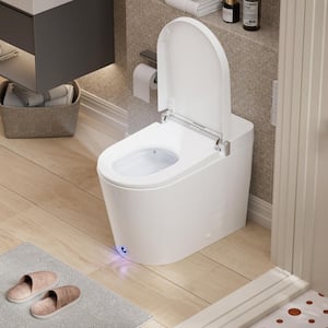 Elongated Bidet Toilet 1.28 GPF in White with Adjustable Sprayer Settings, Deodorizing, Soft Close