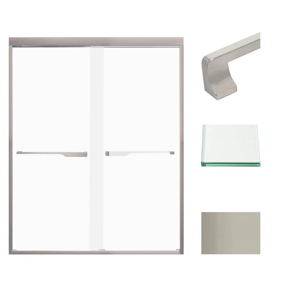 Frederick 59 in. W x 76 in. H Sliding Semi-Frameless Shower Door in Brushed Stainless with Frosted Glass price history on PriceWatchPro