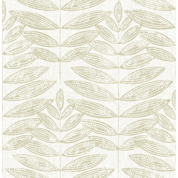 A-Street Prints Akira Taupe Leaf Non Woven Paper Wallpaper Sample