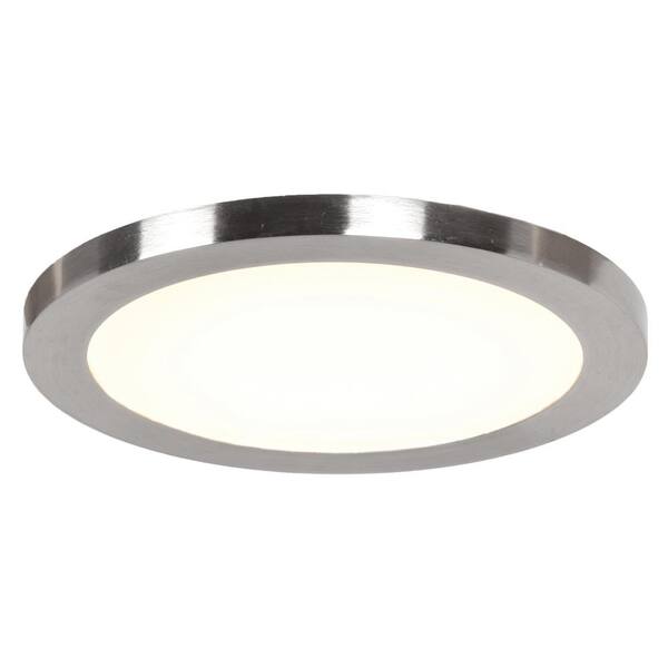 Access Lighting Disc 9.5 in. Dia 75-Watt Equivalent Brushed Steel Integrated LED Flushmount with Acrylic Lens