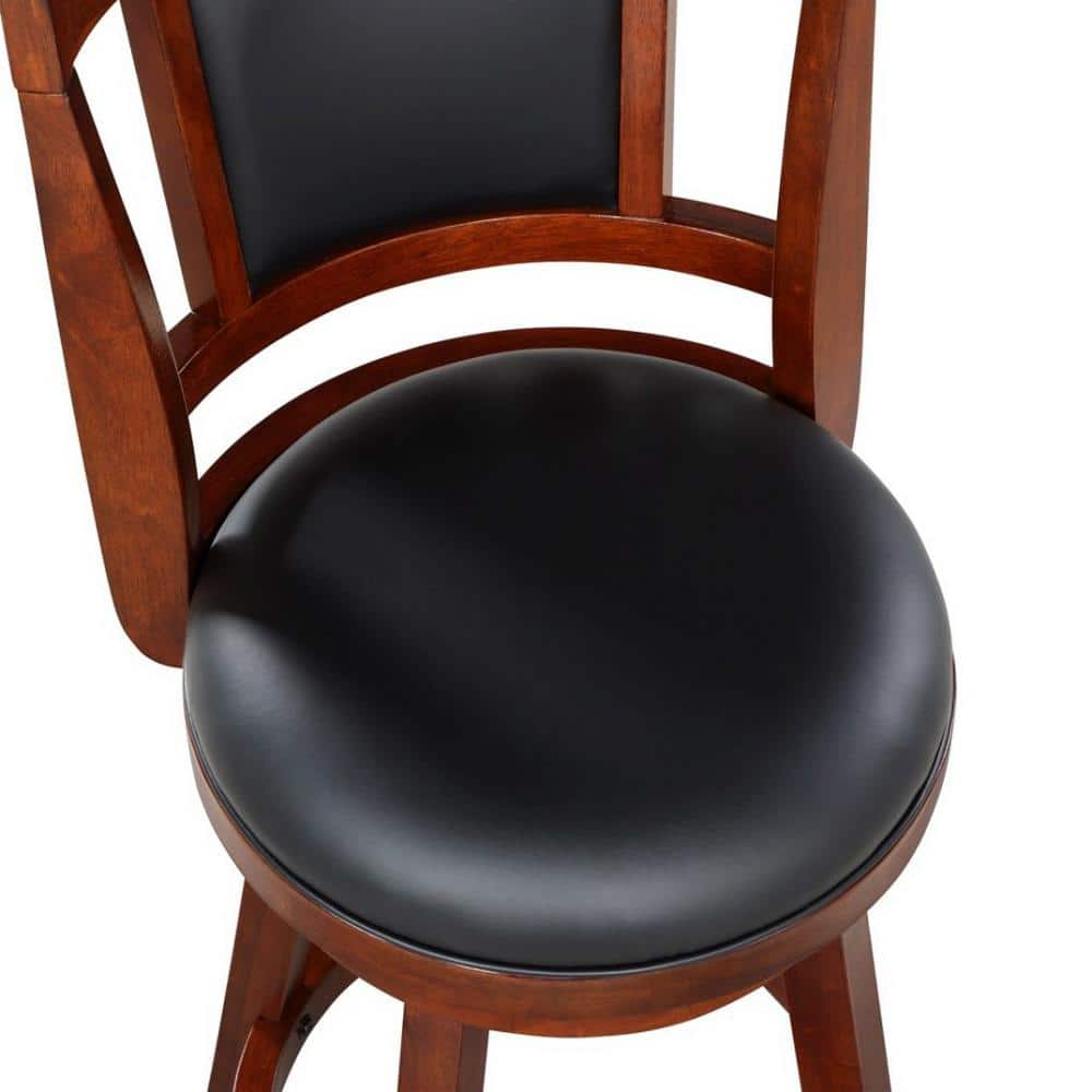 Avianna 29" Cherry Swivel Bar Stool with Leather Seat