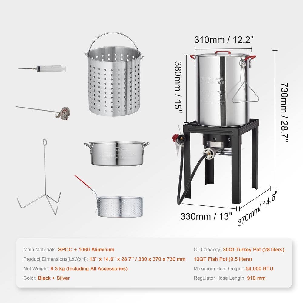 VEVOR VEVOR Premium Aluminum 30 Qt. Turkey Fryer And 10 Qt. Fish Fryer Boiler Steamer Set