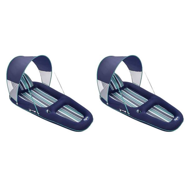 Details about   Aqua Leisure Luxurious Inflatable Pool Lounger Float w/ Sunshade Canopy Blue 
