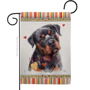 13 in. x 18.5 in. Mahogany Rottweiler Happiness Dog Garden Flag Double-Sided Readable Both Sides Animals Decorative