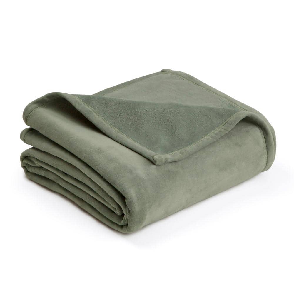 Vellux Plush Sage Polyester Twin Blanket 026705447636 The Home Depot