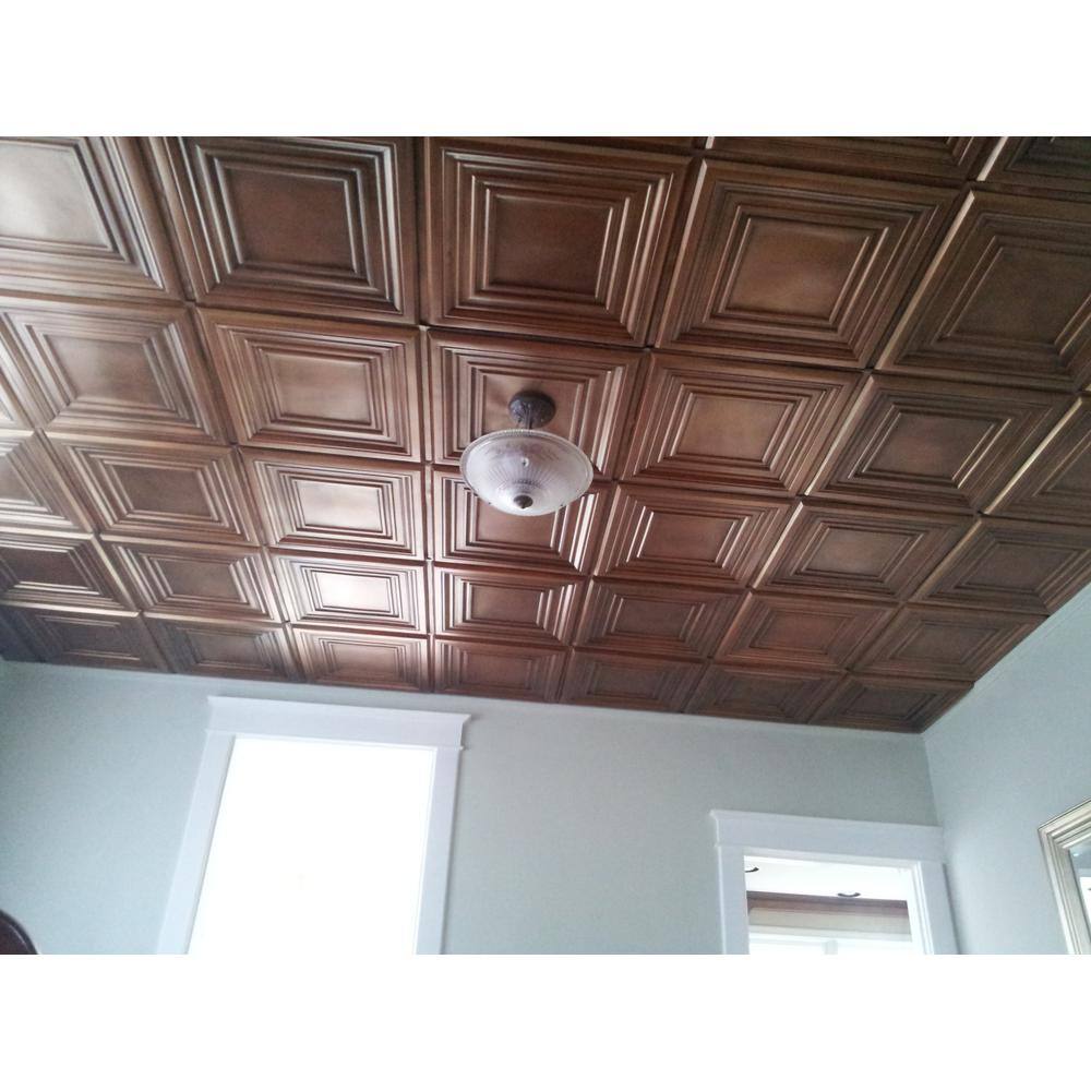 Washington Square Aged Copper 2 ft. x 2 ft. PVC Ceiling Tile