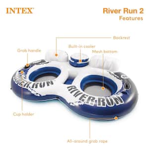 River Run Connect Inflatable Water and Pool Raft (4-Pack) and 2 Person Cooler Tube