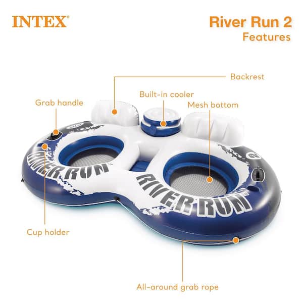 River Run Connect Inflatable Water and Pool Raft (4-Pack) and 2 Person Cooler Tube