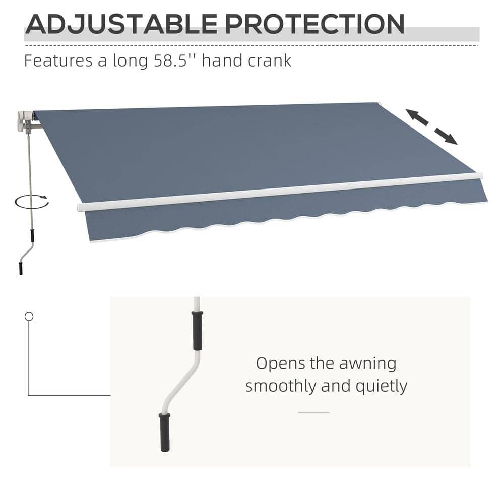 Charcoal Gray 12' x 10' Retractable Patio Awning with Aluminum Frame