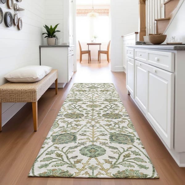 Mayfield Premium Machine Washable Abstract AMF1087 Ivory 2 ft. 3 in. x 7 ft. 6 in. Runner Rug