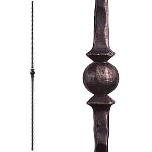 Tuscan Square Hammered 44 in. x 0.5625 in. Oil Rubbed Bronze Single Sphere Solid Wrought Iron Baluster