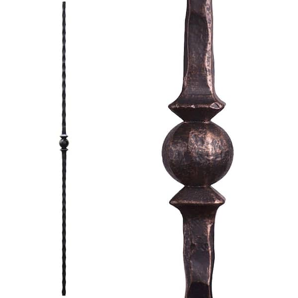 HOUSE OF FORGINGS Tuscan Square Hammered 44 in. x 0.5625 in. Oil Rubbed Bronze Single Sphere Solid Wrought Iron Baluster