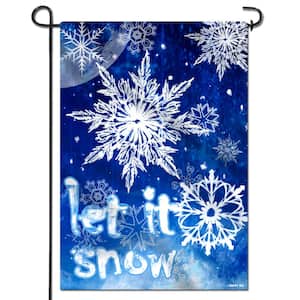 18 in. x 12.5 in. Double Sided Premium Winter Snowflake Let It Snow Decorative Garden Flags Double Stitched