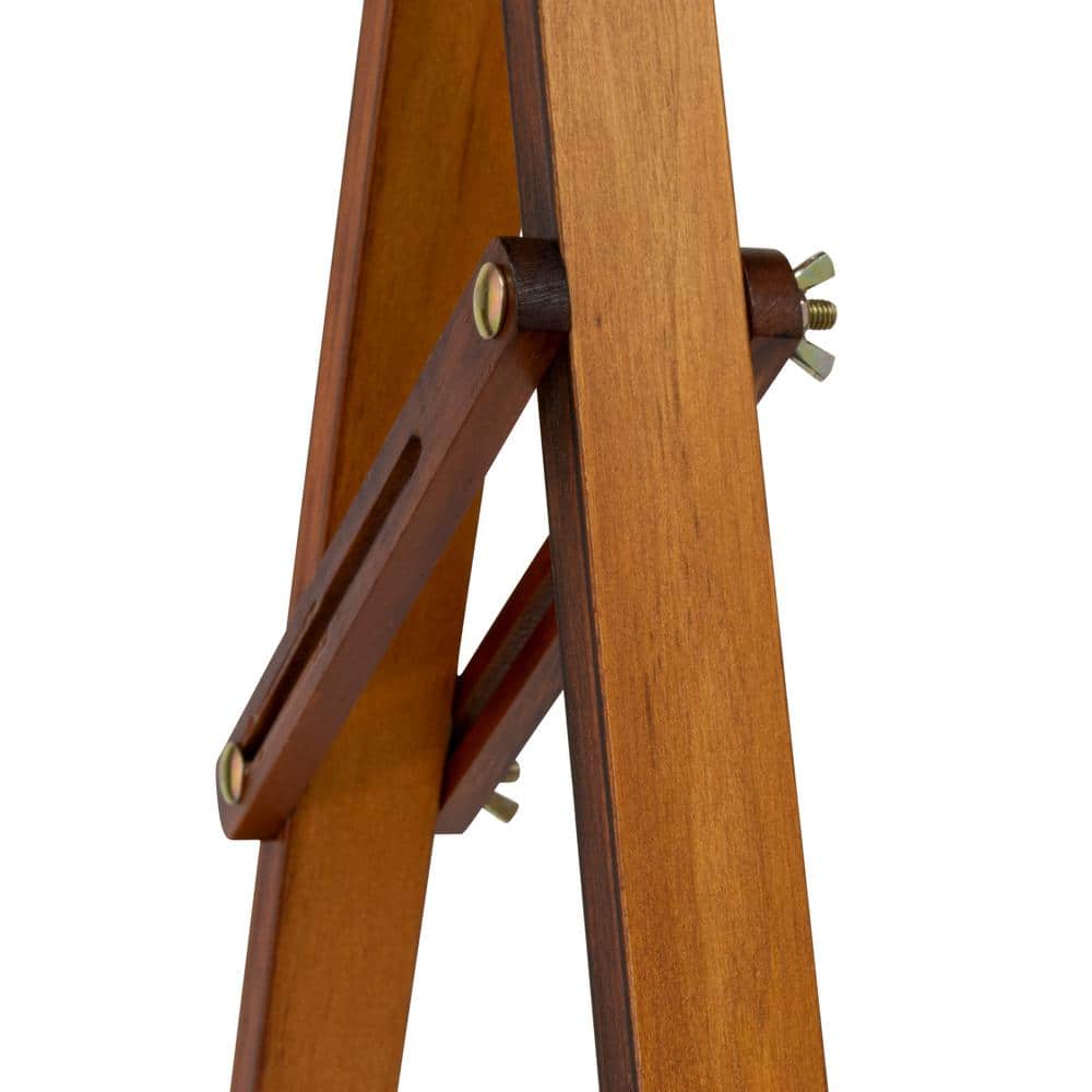 Rustic Oak Adjustable Height Museum Easel with Metal Frame