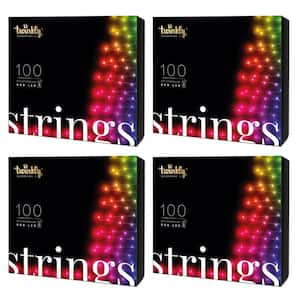100 LED RGB Multicolor 26 ft String Lights, Bluetooth & WiFi, 4 Pack